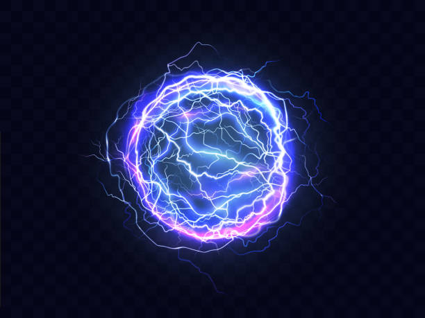 ilustrações de stock, clip art, desenhos animados e ícones de electrical burst, ball lightning realistic vector - blue plasma flash