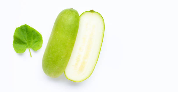 Winter melon on white background. Winter melon on white background. Copy space waxed gourds stock pictures, royalty-free photos & images