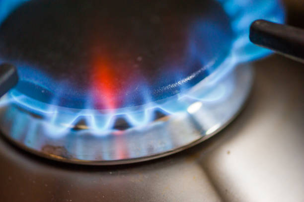 istock Gas flame from a stove close-up 1209802949