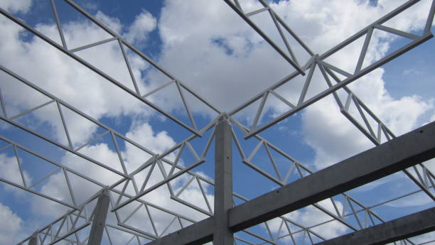 istock Installation of a steel farm building 1209803047