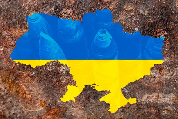 Photo of map of Ukraine. The conflict in Ukraine. The war in Ukraine.