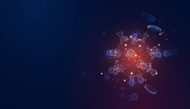 roman coronavirus (2019-ncov). virüs covid 19-ncp. coronavirus ncov tek iplikçikli rna virüsü olduğunu belirtti. arka planmavi virüs hücreleri, kan trombositleri, kapsül hapları. dijital 3d vektör çizimi - corona virüs stock illustrations