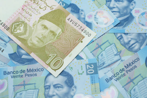 istock A Pakistani rupee bank note with Mexican twenty peso bank notes 1209806116