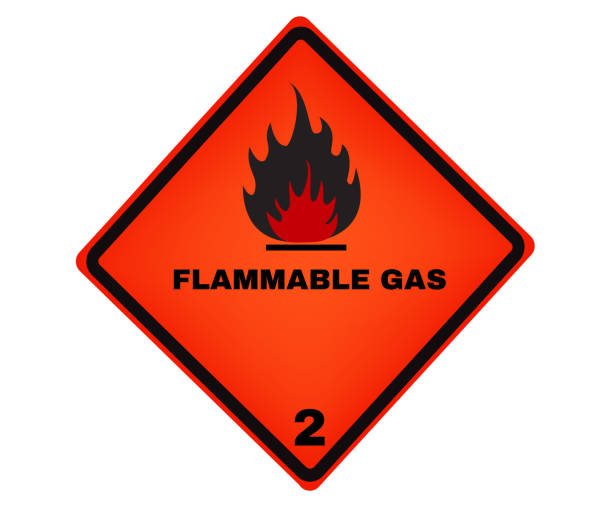 istock Accident prevention signs, Flammable GAS - Class 2 sign, beware and careful rhombus Sign, warning symbol, vector illustration. 1209806770