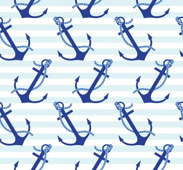 Vector illustration of Vector seamless pattern with anchors
