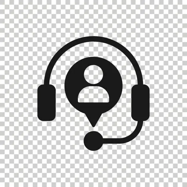 Vector illustration of Helpdesk icon in flat style. Headphone vector illustration on white isolated background. Chat operator business concept.