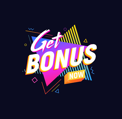 Get Bonus Now isolated vector icon 90s retro style design. Web gift label on dark background. Promotion sign.