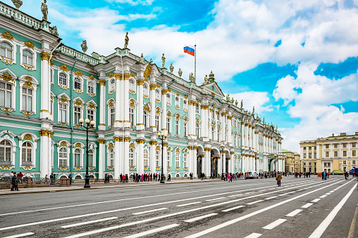 Saint Petersburg, Russia - November 05, 2019: Winter Palace and Hermitage Museum.  Saint Petersburg. Russia.
