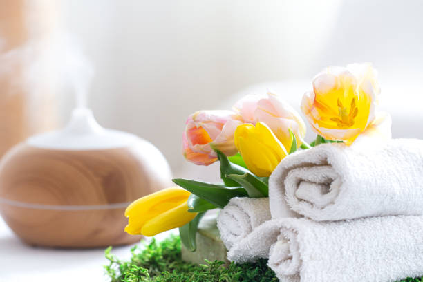 istock Spa composition with Aromatherapy and body care items. 1209818978
