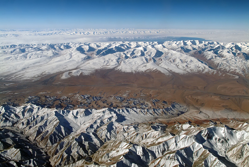 Aerial shot of the west china of Qinghai geology park