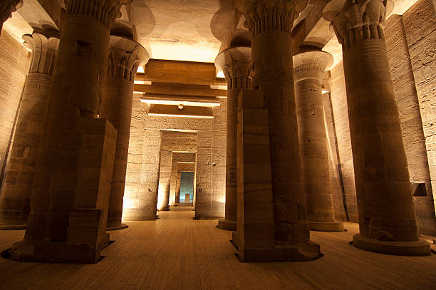 Columns in the Temple of Isis at Philae by Aswan stock photo