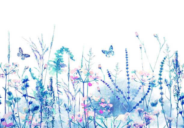istock Floral seamless pattern. Summer flowers and Butterflies. Watercolor 1209821301