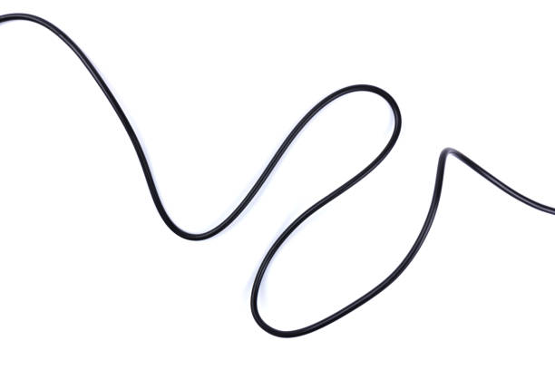 istock Black electrical  flexible wire isolated on white background. Network, connection industrial power energy cables. 1209826046