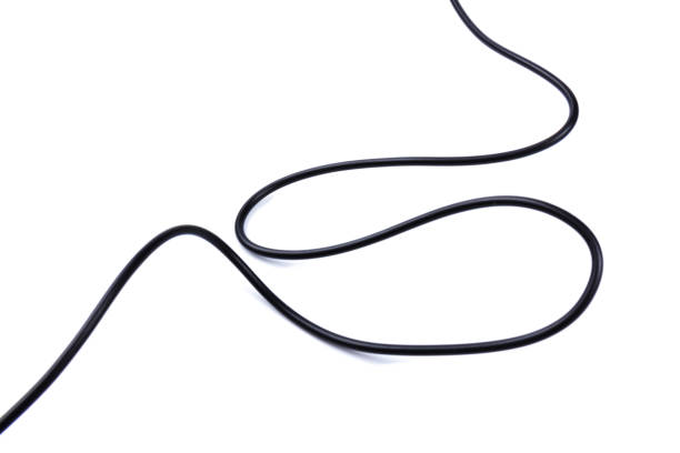 istock Black electrical  flexible wire isolated on white background. Network, connection industrial power energy cables. 1209826052