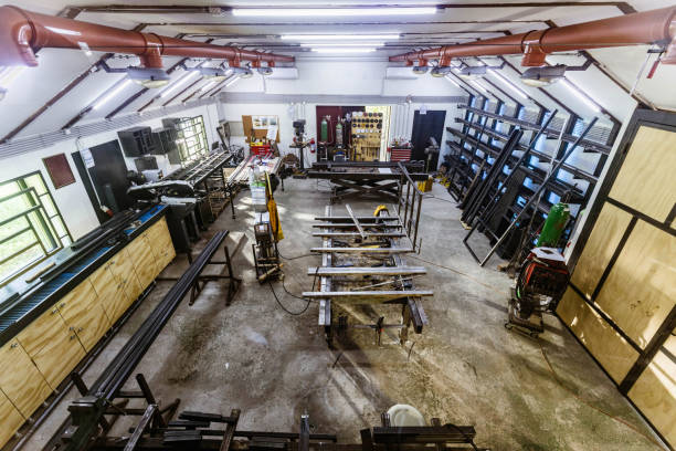 istock Above view of a metal workshop. 1209827178