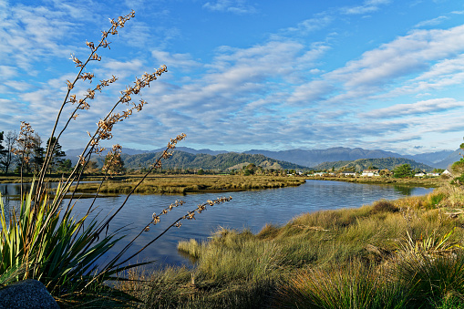 Karamea viewed from the estuary walkway, Karamea West Coast region, New Zealand.