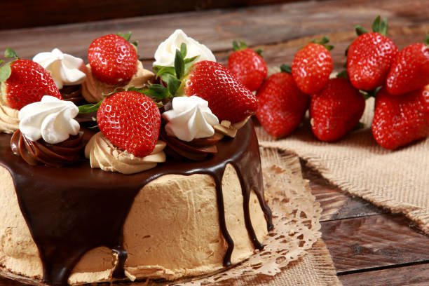 istock Strawberry Cake for afternoon tea party 1209832550