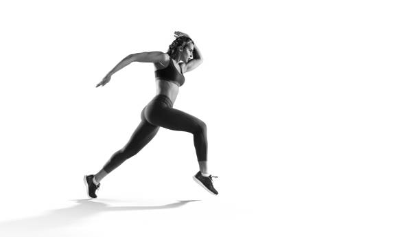 istock Sports background. Runner on the start. Black and white image isolated on white. 1209832723