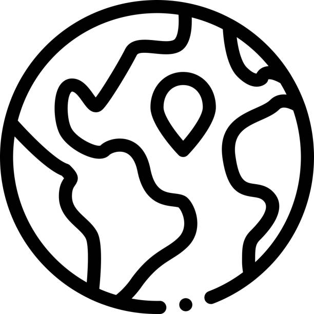 ziemia planet topografia ikona cienka linia wektor - geodezja stock illustrations