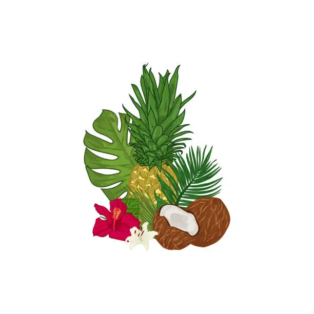 Vector illustration of Tropical bouquet - vector illustration.
