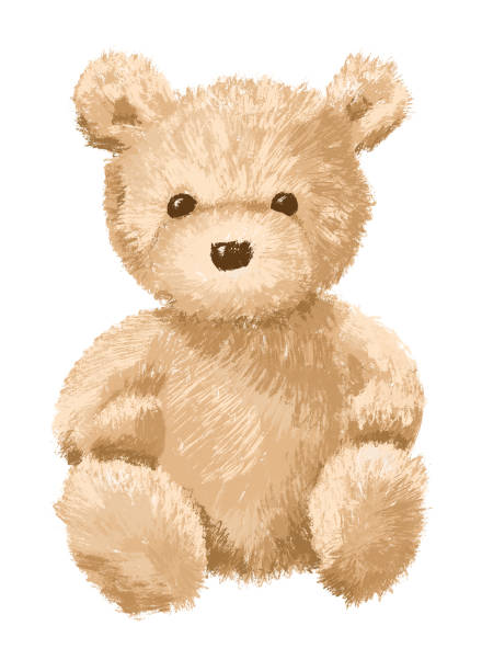 Brown Teddy bear on white background - isolated vector art illustration