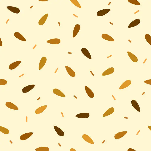 Vector illustration of seeds seamless pattern on white background.