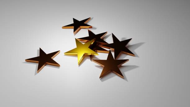 istock 5 golden stars for costumer satisfaction, 3d illustration 1209834843