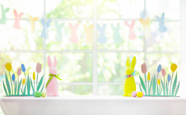 istock Easter home decoration. Eggs basket and bunny. 1209834963