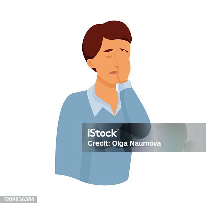 istock Sad man office worker cover his sad face 1209836384