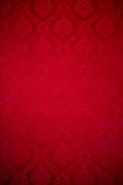 istock Old red velvet repeating floral wallpaper pattern 120983734