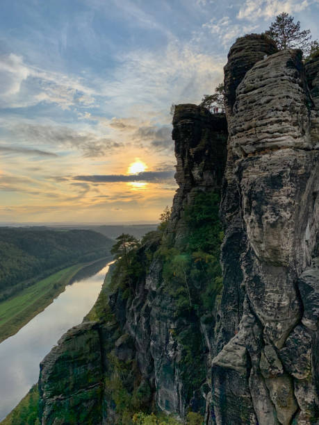 istock View from the Bastei Bridge to the Elbe at sunset 1209837713
