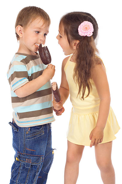 istock Two little children with ice cream 120983886