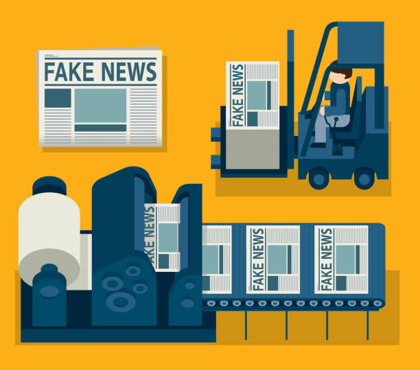 drukowanie - fake news - tabloid newspaper rolled up journalist stock illustrations