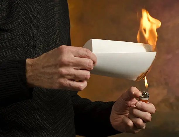 Photo of burning document