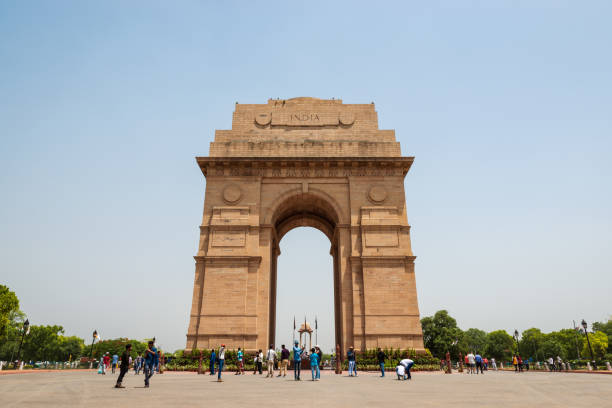 portão da índia em nova deli, índia - india new delhi architecture monument - fotografias e filmes do acervo