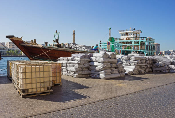 Loading a ship in Port Said  in Dubai, UAE.