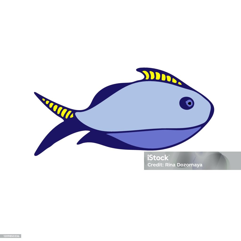 Handdrawn Isolated Color Fish Vector Illustration For Sticker And Shirt  Stock Illustration - Download Image Now - iStock