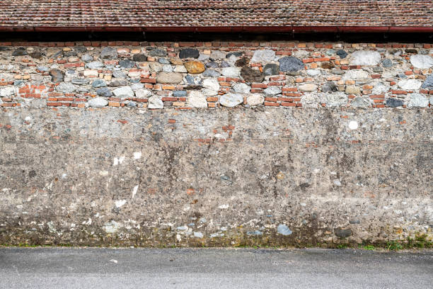 Urban concrete and stone wall