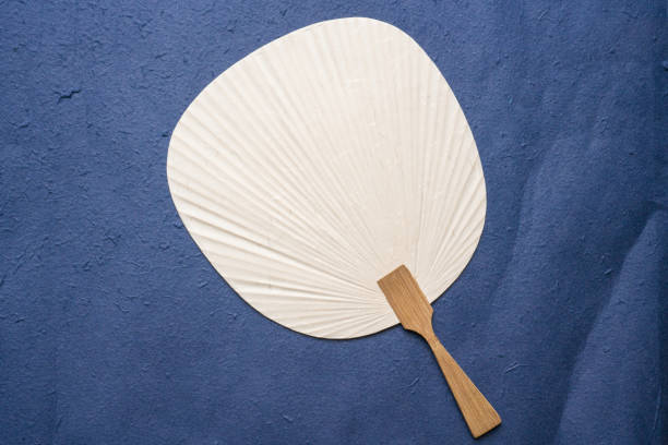 Japanese fan on Japanese blue paper