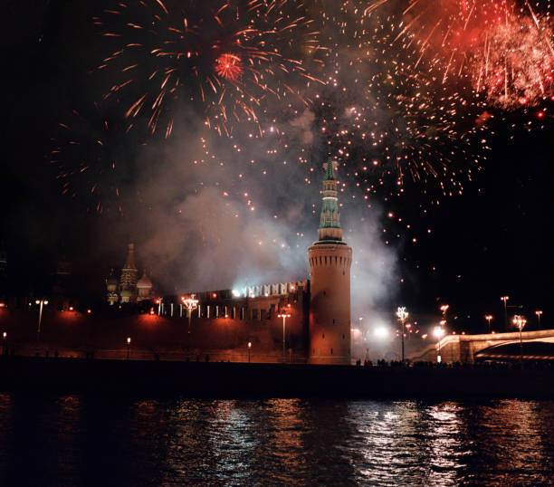 istock Fireworks on the background of the Kremlin. 1209856972
