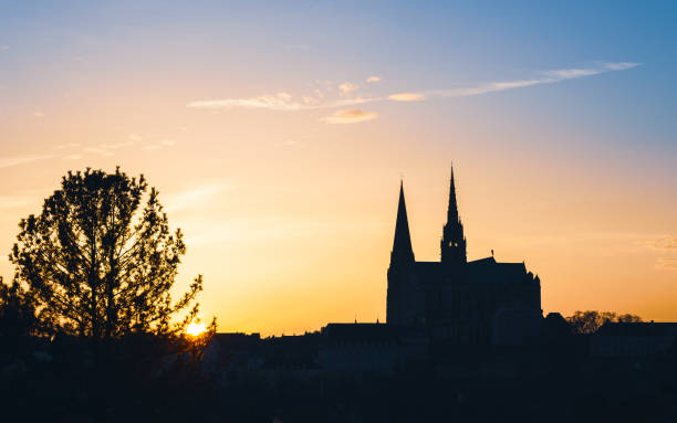 Chartres Cathedral at sunset, France
