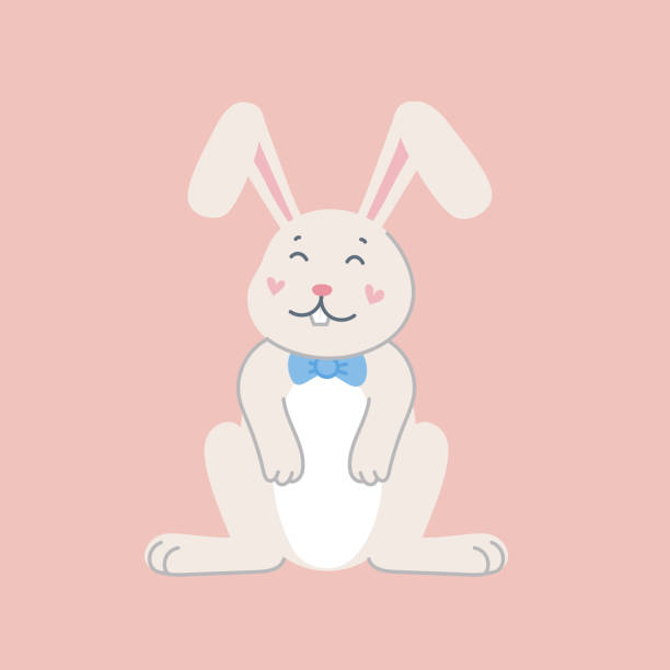 可愛的兔子復活節卡通兔子粉紅色背景。平面樣式向量插圖 - ostern 幅插畫檔、美工圖案、卡通及圖標