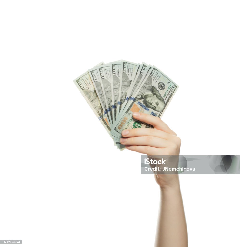 100 Đô La Mỹ Tiền Mặt Mới Trong Tay Bị Cô Lập Trên Nền Trắng Tiền ...
