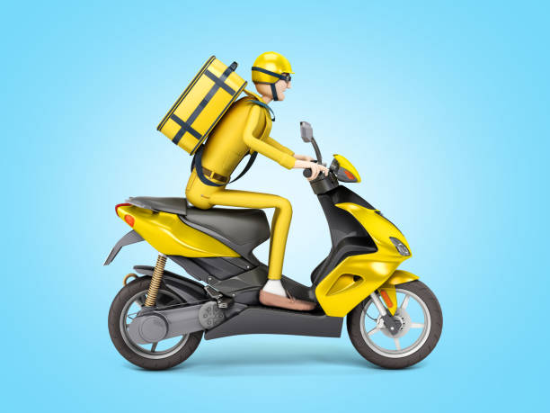 istock fast delivery concept the courier on a motorcycle with thermal backpack 3d render on blue gradient 1209866674