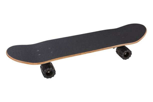 istock gray skateboard for tricks, with large wheels with a tread, rough surface of the board, on a white background 1209866775