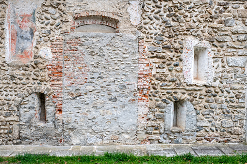 Antique church wall in Borgosesia, Piedmont, Italy
