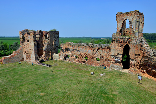 BAC, SERBIA - JUNE 27: Ruins of medieval castle Bac, founded in 9th century, on June 27.2019. in Bac, Serbia