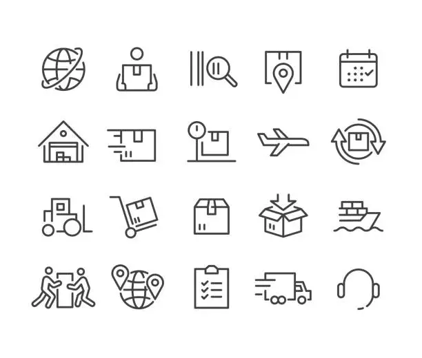 Vector illustration of Logistics and Shipping Icons - Classic Line Series