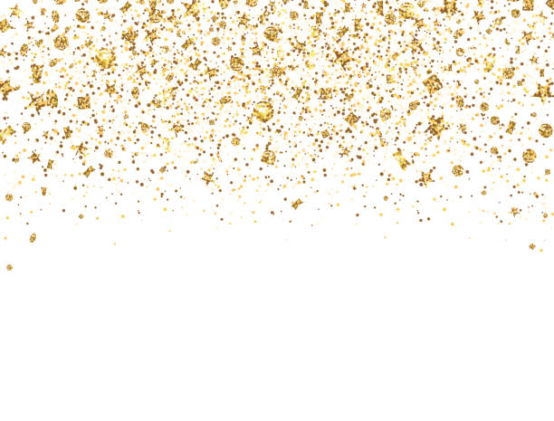 istock Glitter gold confetti border. Golden sparkles and dust on white background. Luxury glitter decoration frame. Bright design for Christmas, Birthday, Wedding. Vector illustration 1209870816