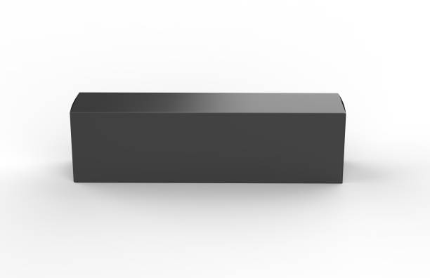 istock Tall black paper box mock up template on isolated white background, 3d illustration 1209872714